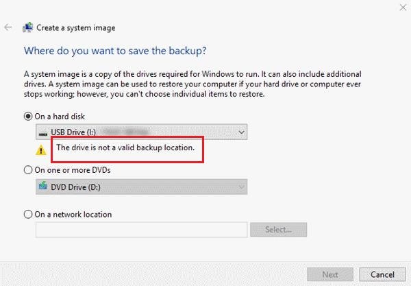 The drive is not backup error on Windows 11