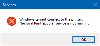 The local Print Spooler service is not running