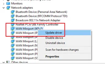 Update Network Adapter