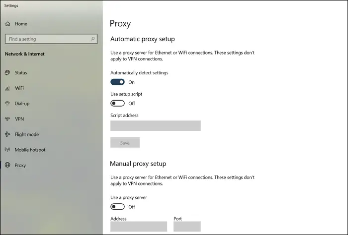 Windows Settings Proxy
