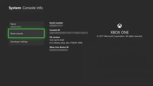 Reset the Xbox console