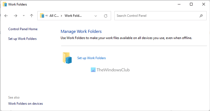 How to set up Work Folders in Windows 11/10