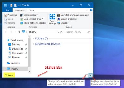 How to Enable or Disable Status Bar in File Explorer on Windows 11/10