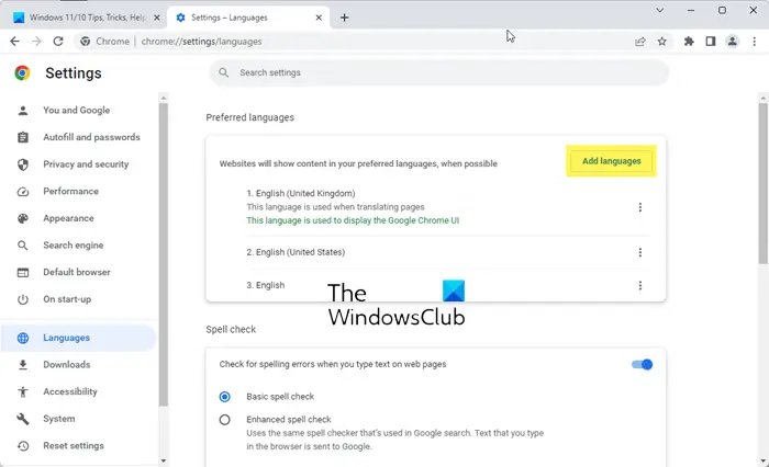 Add Additional Languages for Spell Checking in Google Chrome