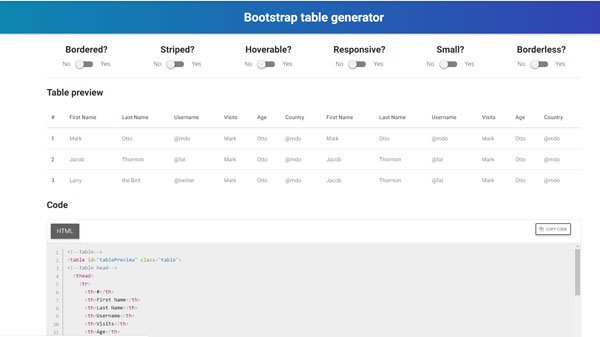 free online Table Generator tools to create Tables for any purpose