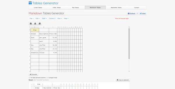 Free online Table Generator tools