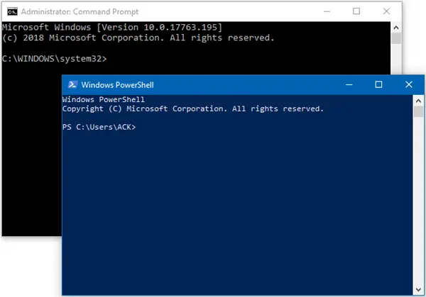 Command Prompt and Windows PowerShell
