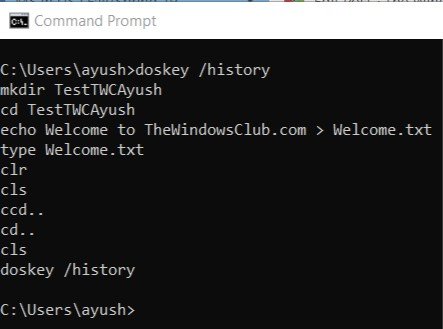 View, save, clear Command Prompt command History