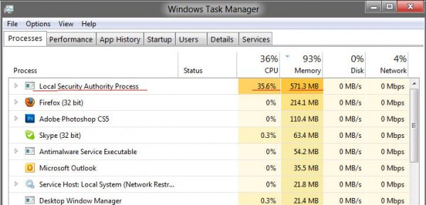 lsass.exe High CPU and Disk usage