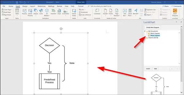 Lucidchart flowchart in Word