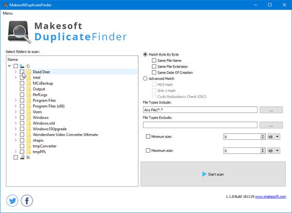 Find and remove duplicate files with Makesoft DuplicateFinder