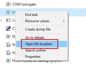 Open file location