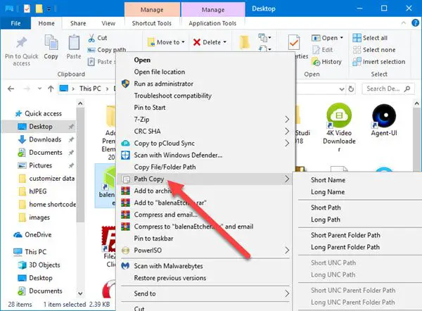 Path Copy Copy lets you copy file & folder paths
