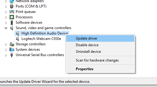 Update Audio Driver in Windows 10