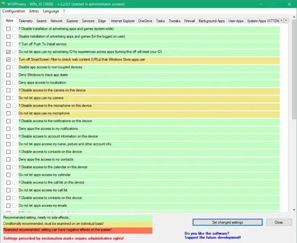 Turn off Windows 10 Privacy Settings