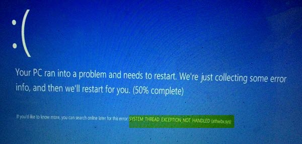  is known to crusade several Blue Screen errors Fix athwbx.sys Blue Screen mistake on Windows 10