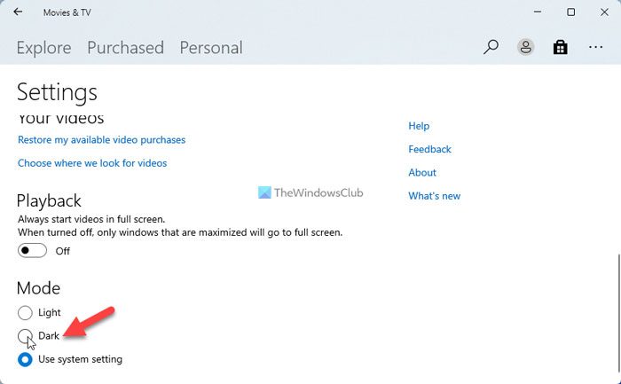 Enable Dark Mode In Movies Tv App In Windows 11 10