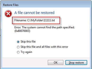 Missing File Directory during Restore