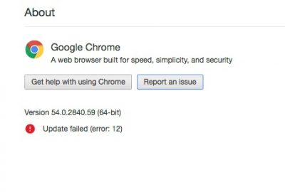 Chrome Update Fail