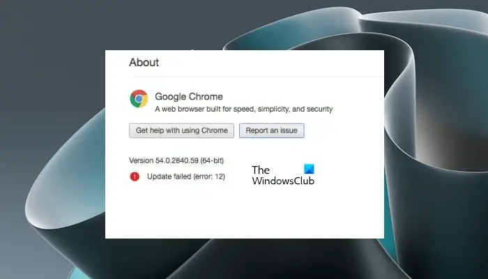 Chrome update failed with error codes