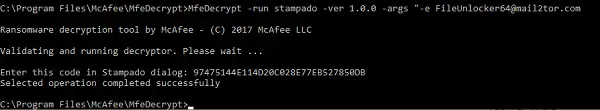Code for Stampado Ransomware Unlock Screen
