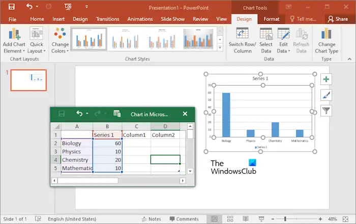 Convert data to graph in PowerPoint