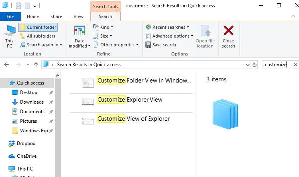 Search in Windows Explorer