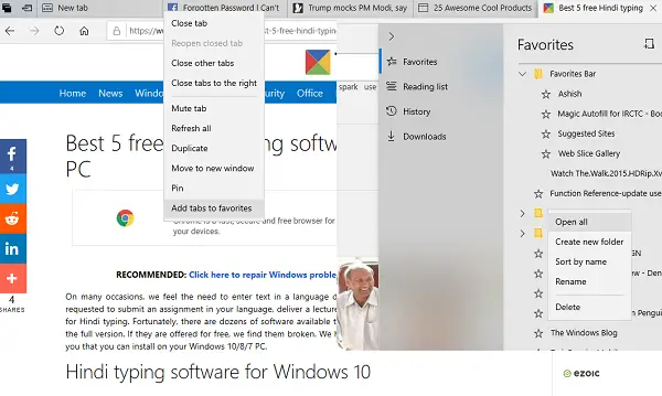 save all Tabs as Bookmarks in Edge