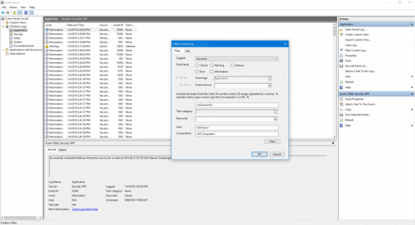Filter Event Log Event Viewer E1546597161285