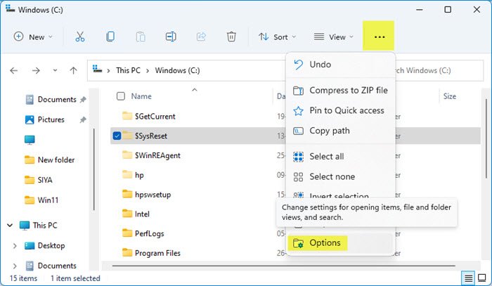 Folder Explorer Options Windows11