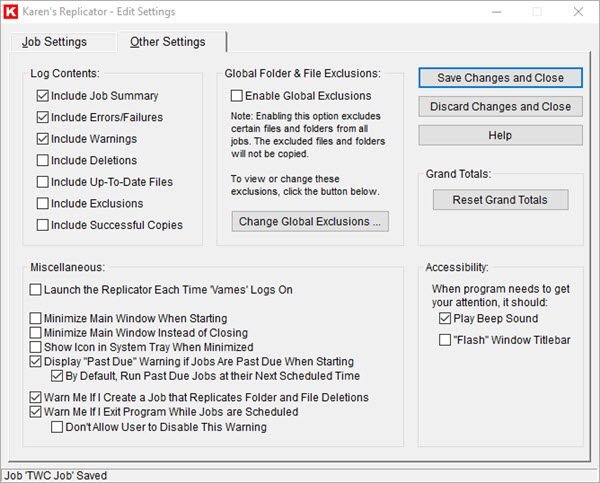 Karens Replicator Settings