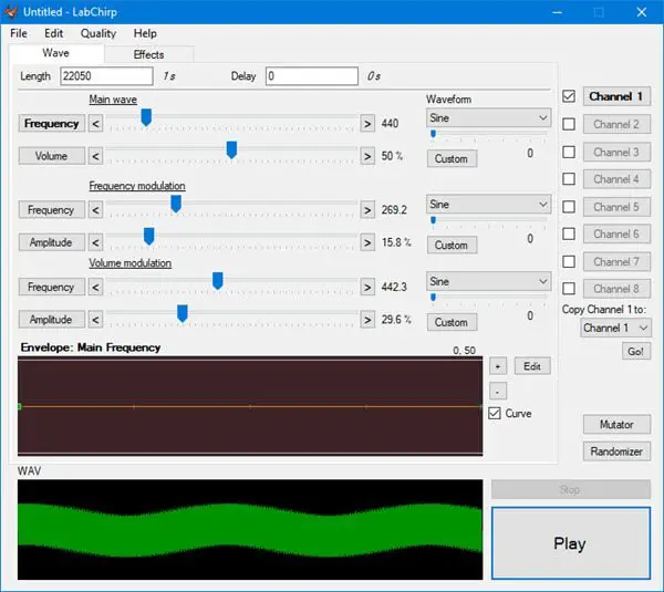 LabChirp free sound effect generator software