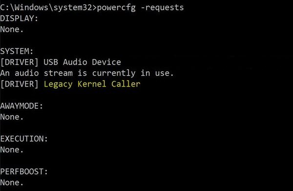 Windows Ne Se Mettra Pas En Veille, Problème Avec Legacy Kernel Caller 1 Appelant Du Noyau Hérité