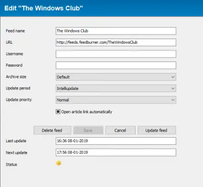 Manage Feed Priorities Feedreader