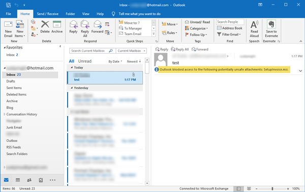 Outlook Hat Den Zugriff Auf Die Folgenden Potenziell Unsicheren Anhänge Blockiert