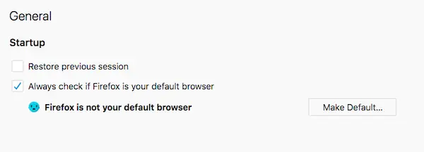 Firefox Default Browser Settings