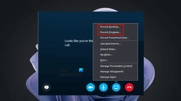 Share screen on Skype for Business