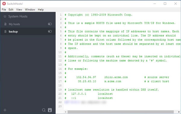 SwitchHosts helps you switch Hosts file on Windows 10/8/7