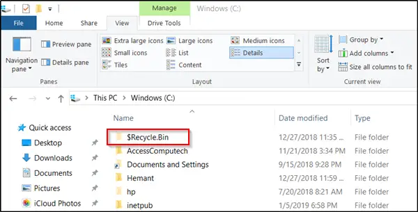 Can't find Recycle Bin