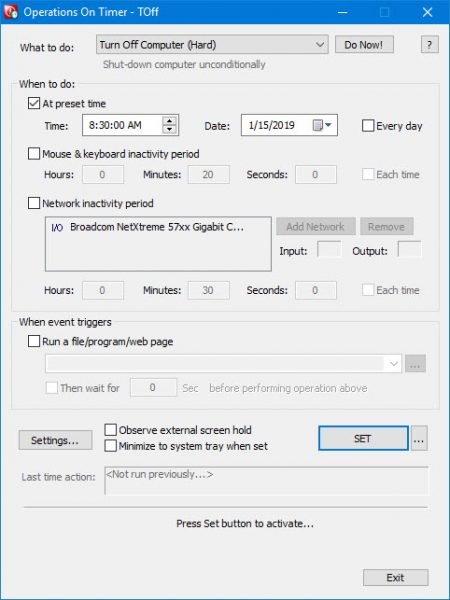 TOff is a Power Saver & Shutdown Scheduler for Windows PC