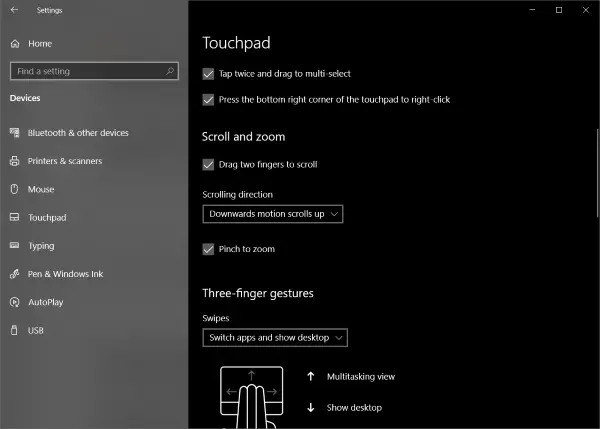 Reverse scrolling direction of a Touchpad mouse