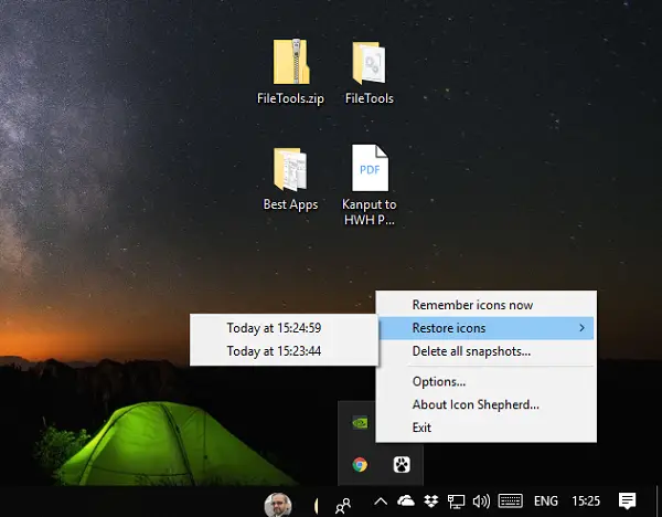Restore desktop icon layout
