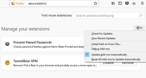 Update Add-ons Firefox