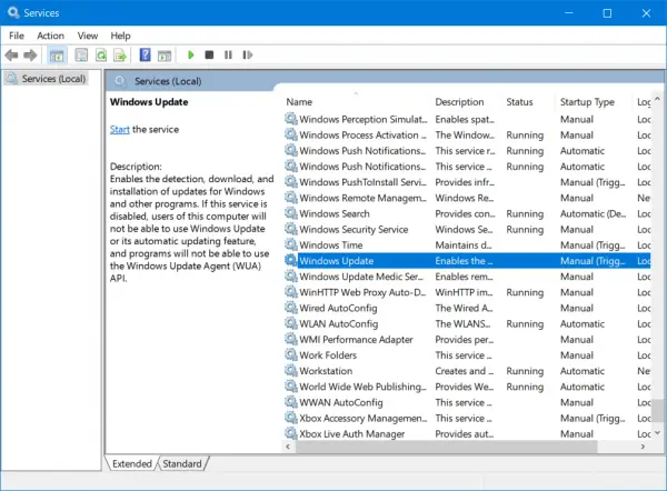 Windows Update Services Properties 1