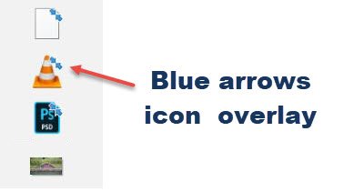 blue arrows on desktop icons