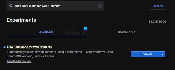 enable dark mode in Chrome for all websites