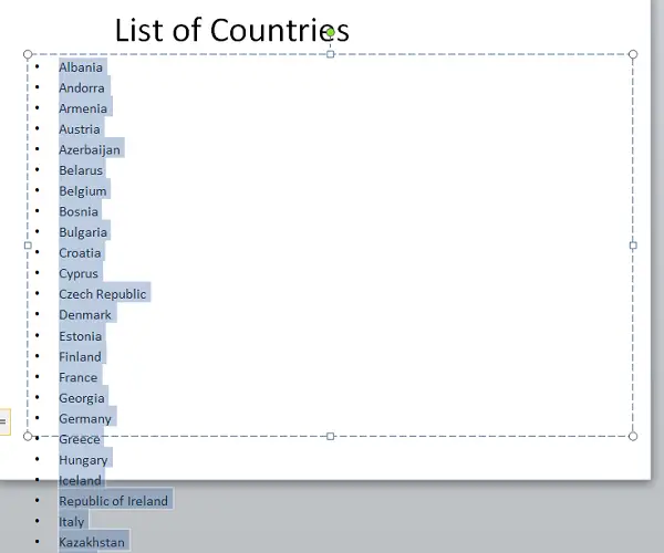 long lists going out of slide in powerpoint