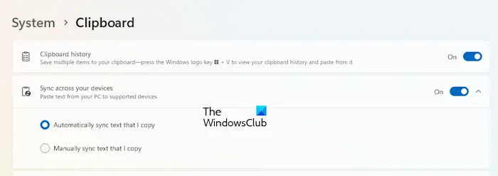 sync clipboard between Windows devices