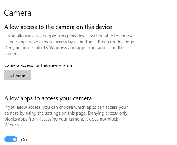 Laptop Camera not working in Windows 10