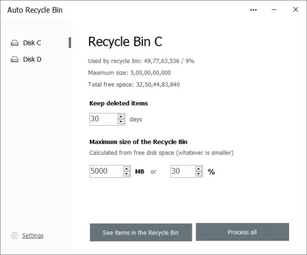 automatically empty Recycle Bin